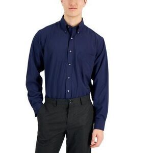 Club Room Traveler Dress Shirt Men's 16.5 32/33 Blue Notte Regular Fit Stretch